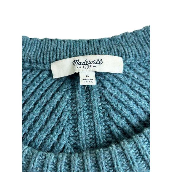 Madewell Sophia Heather Spruce Ribbed Sweater Sz S Hexcomb Texture Knit Pullover - Picture 2 of 5
